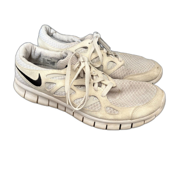 Nike Free Run 2 White Running Shoes Athletic Fair Condition Men's Size 12 - Picture 1 of 7